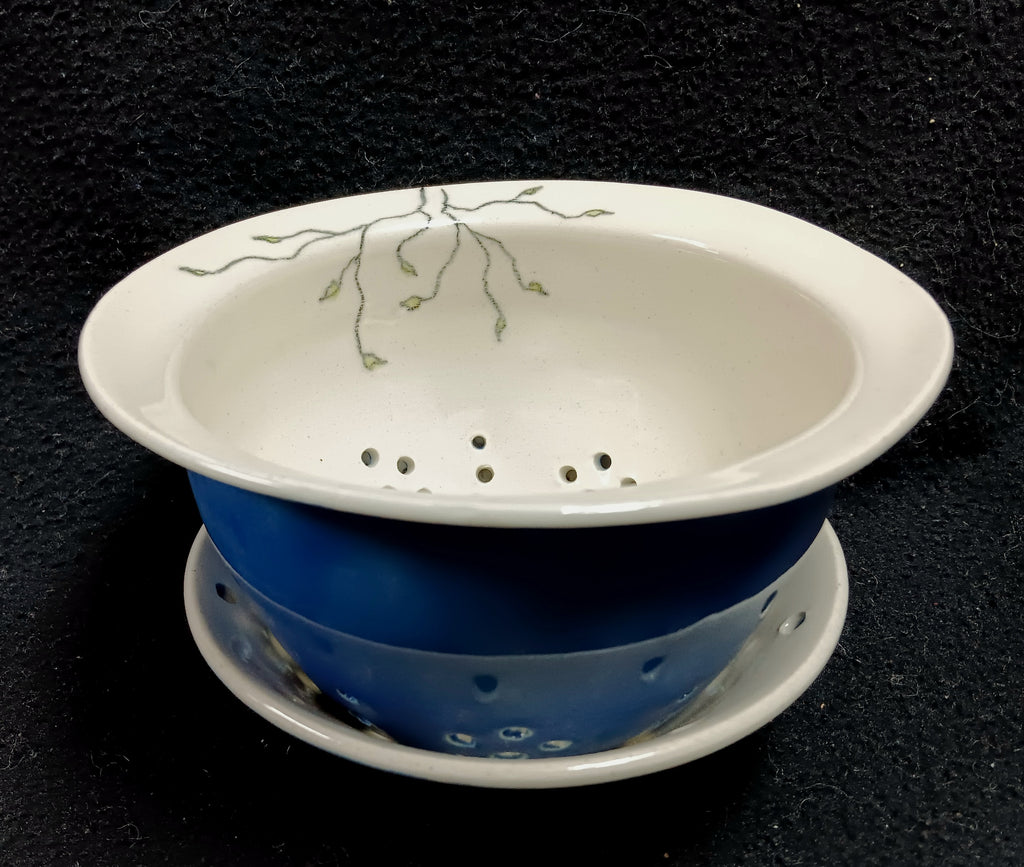 Leaf Printed Ceramic Soup Bowls With Spoons Set Of 2 - WallMantra